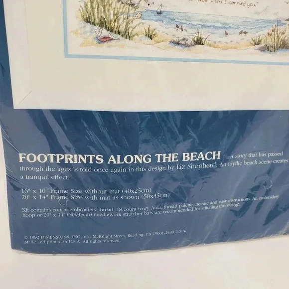 Dimensions Sunset Counted Cross Stitch Kit-Footprints Along The Beach Vintage - Picture 2 of 4